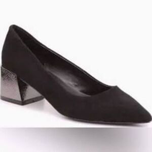 Bleeker & Bond Yasmihne Black Suede Women's‎ Block Heel Shoes Sz 10
